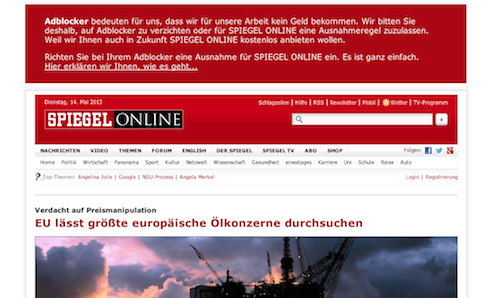 "Bitte schalten Sie Ihren AdBlocker ab"-Kampagne auf Spiegel.de